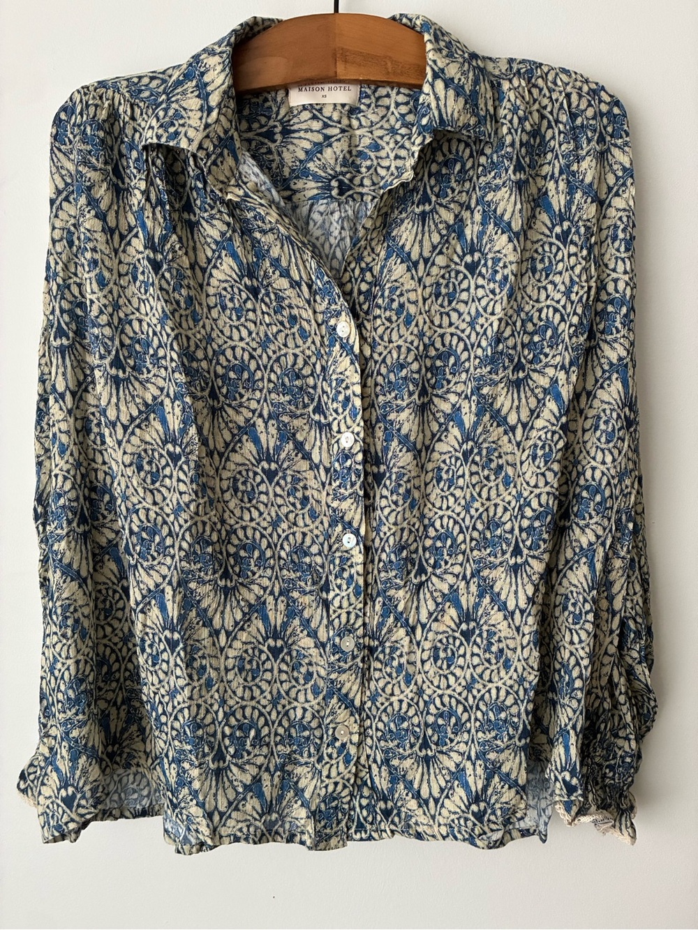 Maison Hotel Top Women’s XS Button Up Boho Blouse